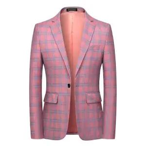 아이언하트 캐주얼 남친 남성 정장자켓 비즈니스 정장 원버튼 코트 싱글 체크 자켓 KKE5