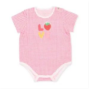 [오가닉맘]핑크하트체크반소바디수트(MJMLQS02)-GN