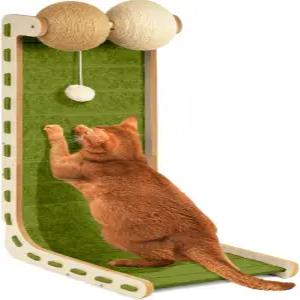 Nxwjoy 고양이 긁기 펠트 패드 시살 볼 보드 큰 실내 가구 트 장난감 L자형 28.4 그린