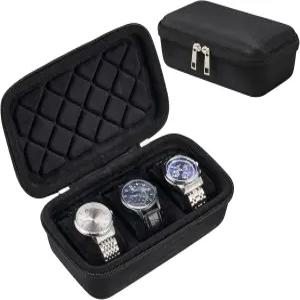 프로케이스 여행용 시계 팔찌 액세서리용 하드 쉘 보관함 3개 슬롯 지퍼가 달린 정리 가방 발렌타인 여성