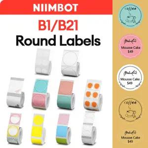 NiiMBOT B21 라운드 스티커 라벨 열 B1 용 자체 접착 방수 용지 Mini Portable Thermal