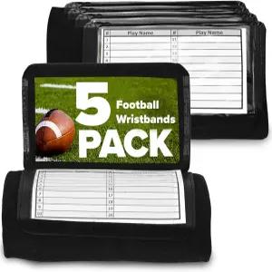 쿼터백 풋볼 플레이 손목밴드 - 블랙 프로 축구 및 소프트볼 완장 QB 플레이북