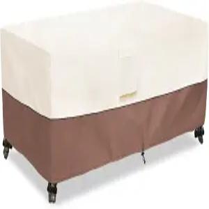 OKcool 야외 커피 테이블 커버 방수 직사각형 파티오 작은 사이드 48 x 28 16 인치 베이지 브라운