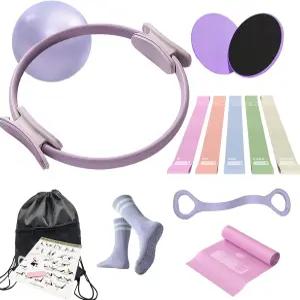 여성용 Gtzot 필라테스 에센셜 키트 미니볼 저항 밴드 슬라이딩 디스크 및 액세서리가 포함된 홈 운동용
