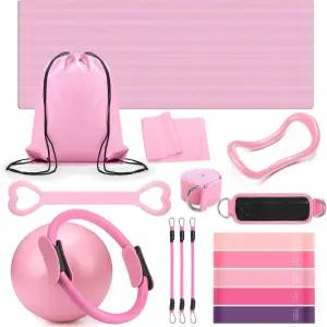 여성 필라테스 링 및 볼 발목 저항성 밴드 요가 스트랩 양말 매트 팔 스트레칭 라텍스 튜브 짐 백백 운동