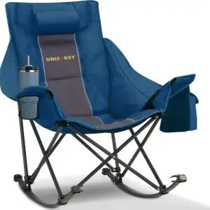 헤드레스트와 컵 홀더가 있는 오버사이즈 흔들 캠핑 의자 - 400파운드 용량 600D 옥스포드 패브릭 뒷마당