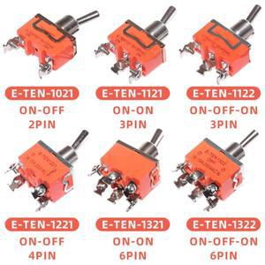 5pcs E-TEN 소형 토글 스위치 SPST DPDT 2 3 래칭 로커 15A 250V 방수 캡 전원