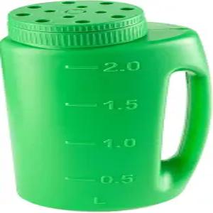 슈퍼리오 잔디 살포기 용 핸드헬드 셰이커 얼음 녹은 소금 제빙기 잡초 및 사료 2리터 조절 가능한 구멍