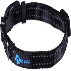 맥스와 네오 나일론 버클 반사형 도그 칼라 - 판매되는 모든 칼라(X-소형 블랙)에 대해 개 구조에