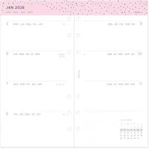 필로팍스 캘린더 다이어리 리필 개인/콤팩트 사이즈 주간 시청 컨페티 미니멀 팩 다국어 5개 언어 2026년