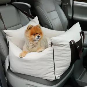 소형견을 위한 레수어 카시트 - 방수 바닥 클립온 안전 목줄 및 두꺼운 메모리 폼 충전 기능이 있는 차량용