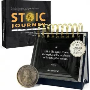 MESMOS 366 데일리 스토아 캘린더 행정 전문가의 날 선물 남성용 영감 일일 확인 사무실 책상 장식 동기