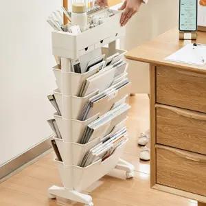 트롤리 북카트 5단 이동식책꽂이 책장 선반 수납