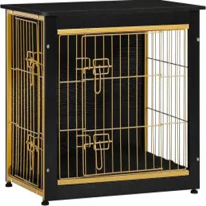 쿠션이 있는 DWANTO 개 상자 가구 이중 문이 나무 개집 테이블 실내 소형/중형/대형 사이즈 27.2 L