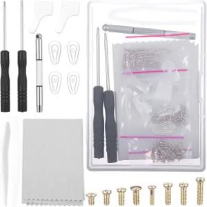 나사가 달린 FNANJWQ 안경 수리 키트 골드 정밀 드라이버 세트 코 패드 이어 그립 선글라스 노안 시계용