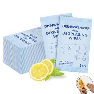 힙루이트 휴대용 청소 물티슈, 100 카운트 식기 비누 일회용 여행 및 캠핑용 개별 포장 물티슈