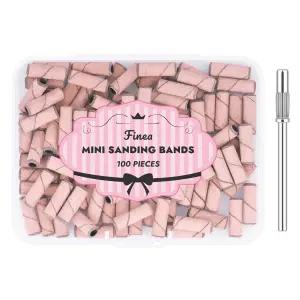 Finea 100개 세트 네일 드릴 비트 180 그릿 3.1mm 미니 3/32인치 맨드릴 전기 파일 전문가용 전자 액세서리