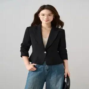 루타꽁몰 여성용 정장 와인색 재킷 상의 봄가을 코트 짧은 HO3