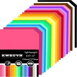 300장 컬러 용지 8.5 X 11 프린터 경량 구성 공예 및 예술용 양면 종이접기 20가지 다양한 색상