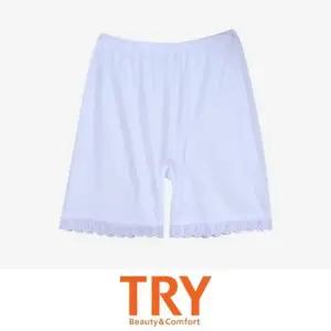트라이) 밑단 꽃무늬 레이스 순면소재 여성 3부 속바 가벼운착용감 교복속바지 비침방지