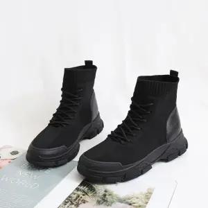 [옷자락]여자 가을 겨울 니트 삭스 통굽 앵클부츠