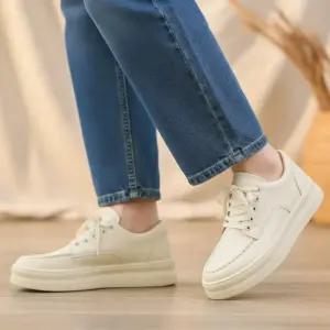 [옷자락]여성 심플 가죽 스티치 통굽 로퍼