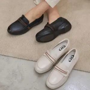 [옷자락]여자 사계절 데일리 가죽 플랫 로퍼