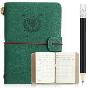 펜슬 가죽 골프 저널 스코어카드 홀더 액세서리가 포함된 예샤 북 남성 골퍼, 스포츠 및 아웃도어 클럽 액세서리를 위한 노트북 로그북 포켓 스코어북 선물