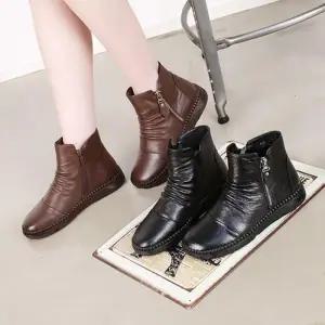 [옷자락]여자 부드러운 낮은굽 앵클부츠
