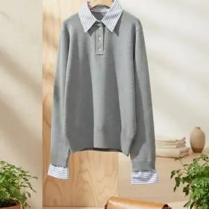 [옷자락]여성 봄철 트리플카라 니트 티셔츠