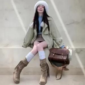 [옷자락]여성 부드러운 하프넥 반목 긴팔 이너 니트 티셔츠