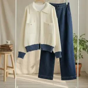 [옷자락]여성 데일리 스모그 텍스처 가디건 니트 여리핏