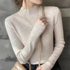 [옷자락]여성 기본 슬림핏 반목 긴팔 니트 티셔츠