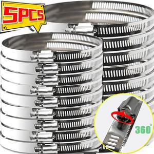 패스너가 있는 길이 조절 가능한 스테인리스 스틸 스트랩 클램프 웜 기어 튜브 파이프 호스 하드웨어 버클 고정 도구 1/5