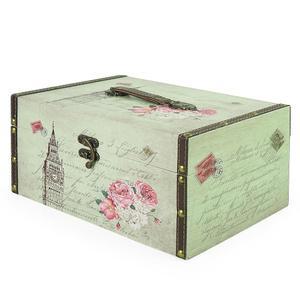 드림에덴 작은 나무 장식 보관함 손잡이 - 가죽 보물 상자 트렁크 유품 빈티지 여행 가방, 11.8인치 x 7.8인치 5.9인치(타워)