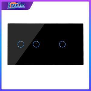 Bingoelec 벽 터치 스위치 1Gang 2 1 Way 157mm 전등 주택 개선을위한 크리스탈 클래스 패널 센서