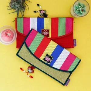 클러치 장지갑 여성 비단 지갑 전통 누빔 전통장지갑 지퍼파우치