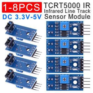 적외선 반사 IR 집열판전 센서 스위치, 장벽 라인 트랙 모듈, DIY 키트, TCRT5000, 3.3V-5V, 1-8 개