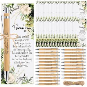 Ctosree 100세트 추모 장례식 선물에는 녹색 잎 공감 카드와 대나무 볼펜 장례식이 포함됩니다. 사랑하는 사람을 잃은 손님을 위한 선물에 감사드립니다