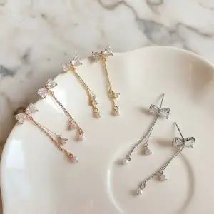 [하프클럽/]여성 일상 스타일 세련된 리본 드롭 귀걸이