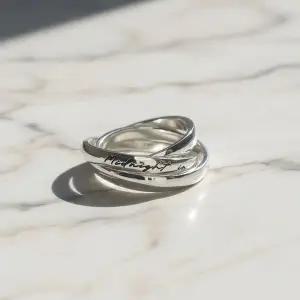 [하프클럽/]여성용 미드나잇 실버 꼬임 레이어드 각인 링