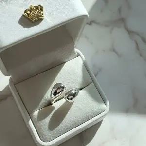 [하프클럽/]여성 일상용 멋스러운 물방울 디자인 실버 링