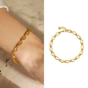 24K 순금 체크 오벌 링크 팔찌