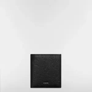 버티컬 반지갑 - 블랙 Dior Gravity 가죽  블랙 스무스 송아지 가죽