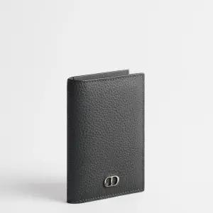 CD 아이콘 버티컬 2단 카드 지갑 - 그리 플란넬 그레인 카프스킨