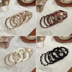 ELH-114 헤어끈 포니테일 믹스 5개세트 데일리