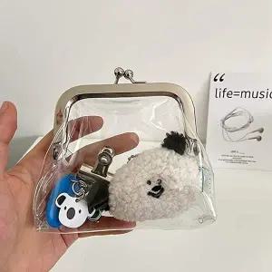 투명 PVC 똑딱이 카드 동전 지갑 파우치 클러치 용돈 엔화 지갑