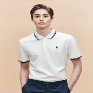 헤지스 남성 25SS HZTS5B437OW AIRY TWILL 더블 팁 배색 카라 티셔츠22303872802343537