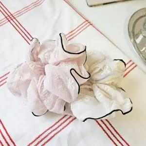 [오너클랜]빅사이즈 리본 자수 헤어 스크런치 헤어슈슈 곱창밴드