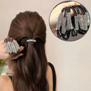 [셀러에이드]2종 큐빅 헤어밴드 머리끈 8pcs 블랙 브라운 헤어끈